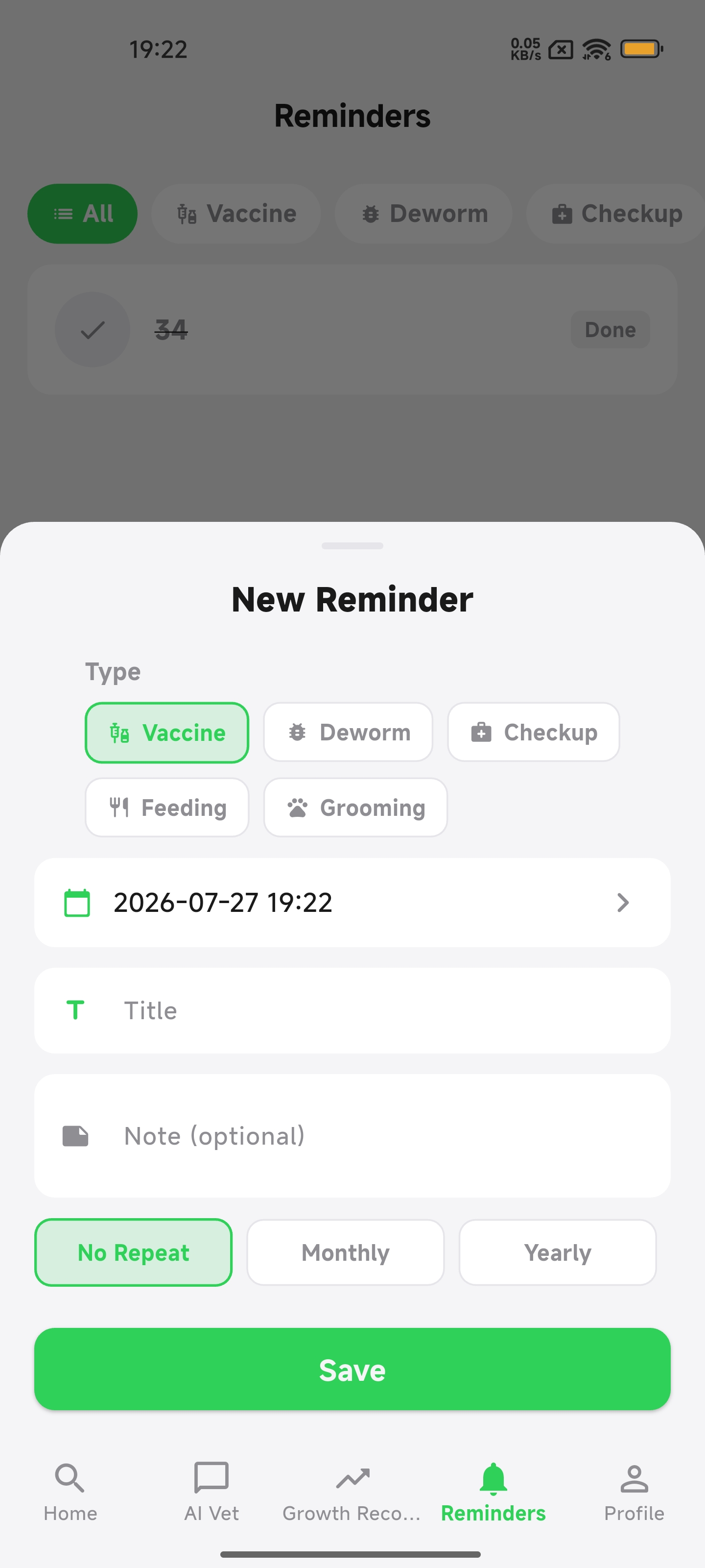 Smart reminders — 5 care types